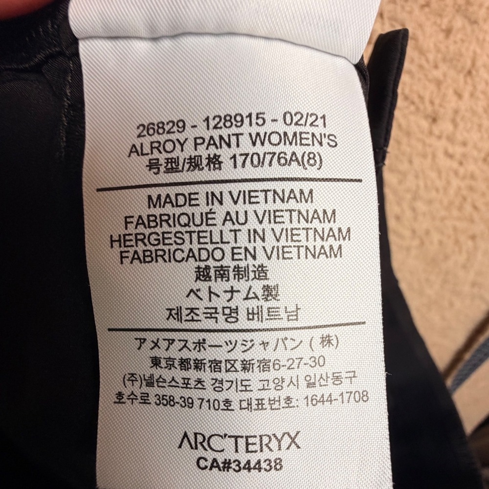 Arc’teryx Alroy Hiking Pants Women’s 8 Black Stretch Trail - Picture 11 of 16